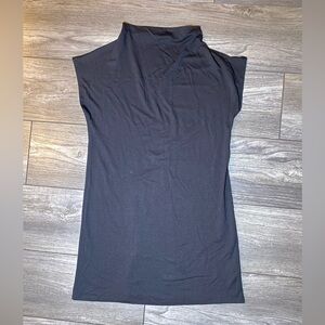 EUC KAL RIEMAN Black Mock Neck Short Sleeve Tunic Shift Dress
